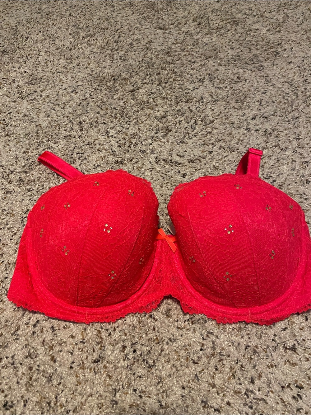 Victoria's Secret Bright Red Lace Sequin Bra